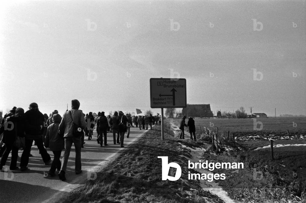 First protesters arriving at the area of Brokdorf nuclear plant, Germany 1980s