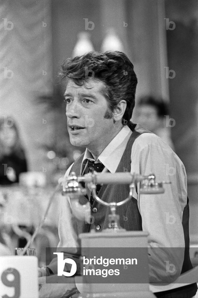 Dutch TV presenter Rudi Carrell performing at a German TV show, Hamburg, early 1970s