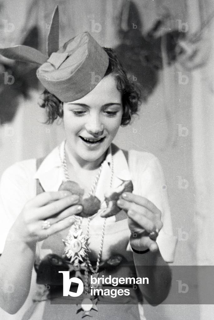 Guest of a carnival party, Germany 1937 (b/w photo)