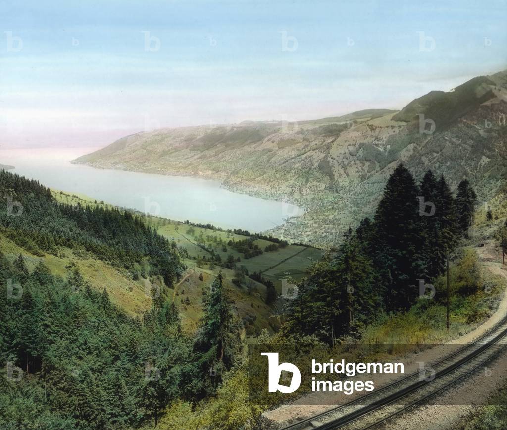Arth, Rigi railway, with a view to Lake Zug in Switzerland, c.1910s