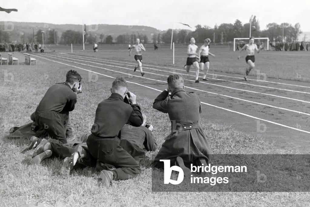 Schoolboys of the NaPolA Naumburg at a sports competition, Germany 1941 (b/w photo)