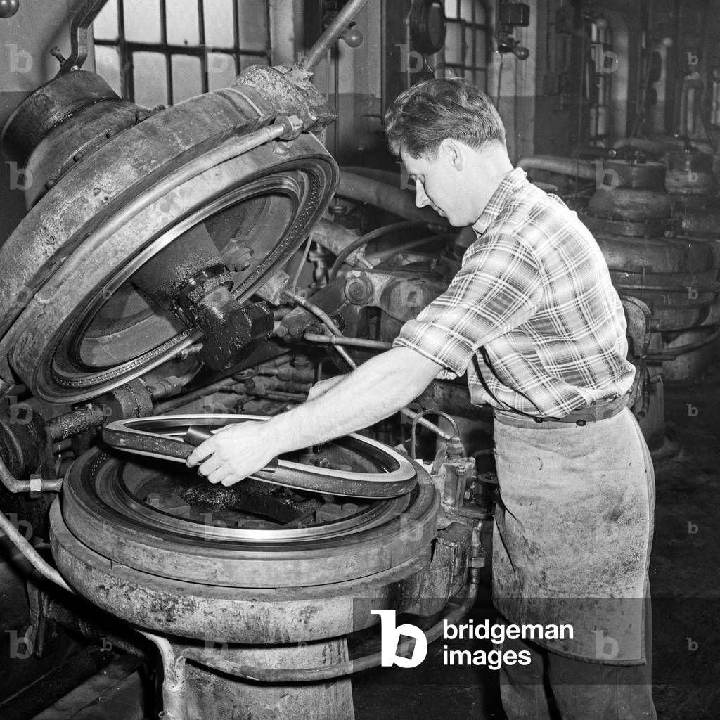 Workers at the Phoenix Gummiwerke rubber factory at Hamburg Harburg, Germany 1960s