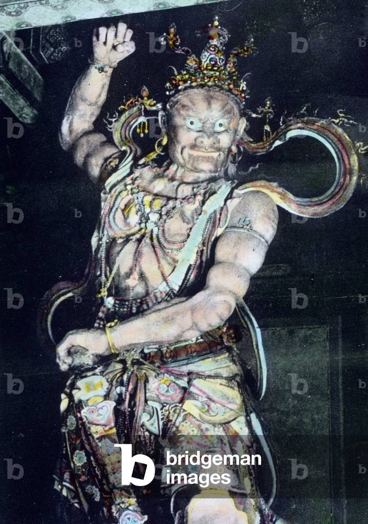 China, statue of a demon, image date: circa 1910, Carl Simon Archive