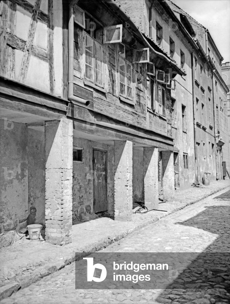 A quiet small lane at Allenstein, East Prussia, 1930s (b/w photo)