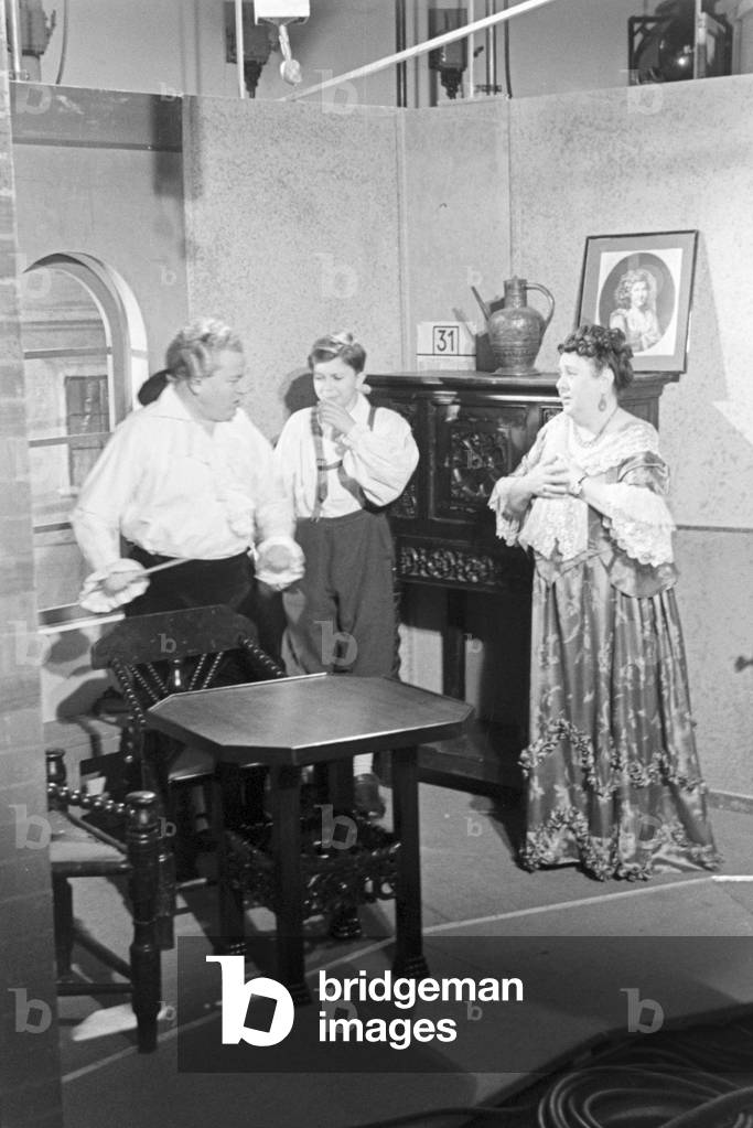 Shooting for the German Television Broadcasting, Germany 1930s (b/w photo)