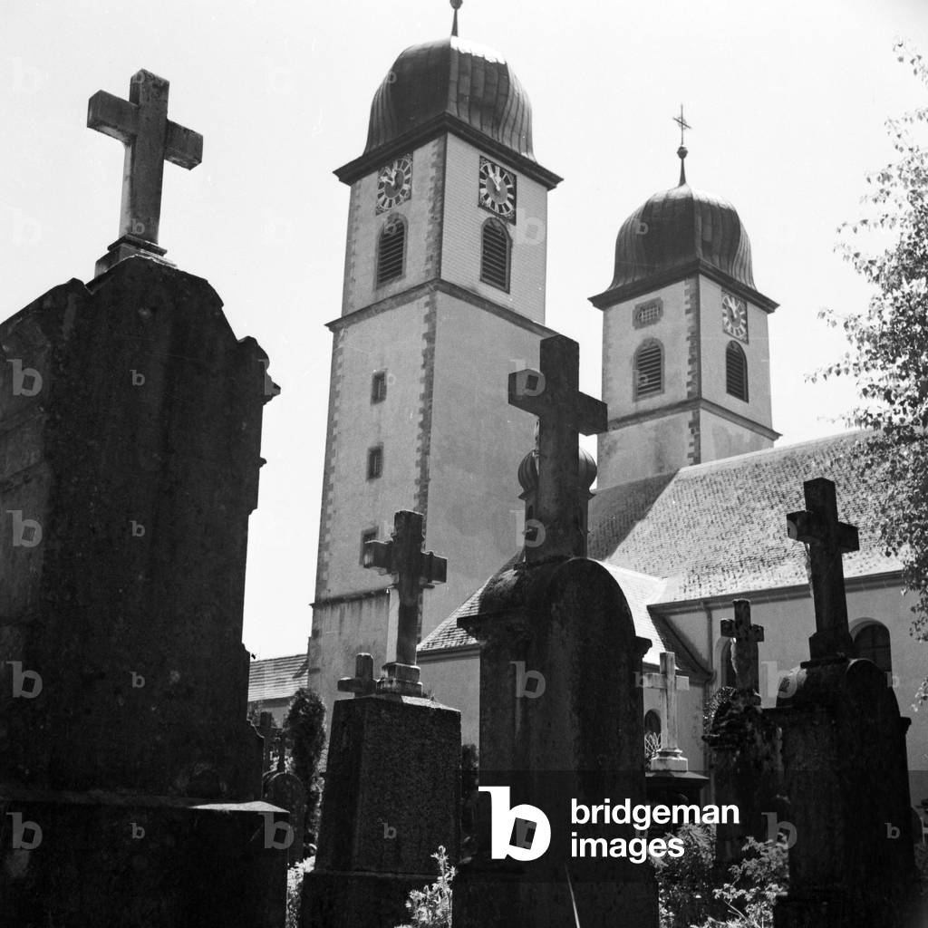 Church at St Maergen in the Black Forest, Germany 1930s (b/w photo)