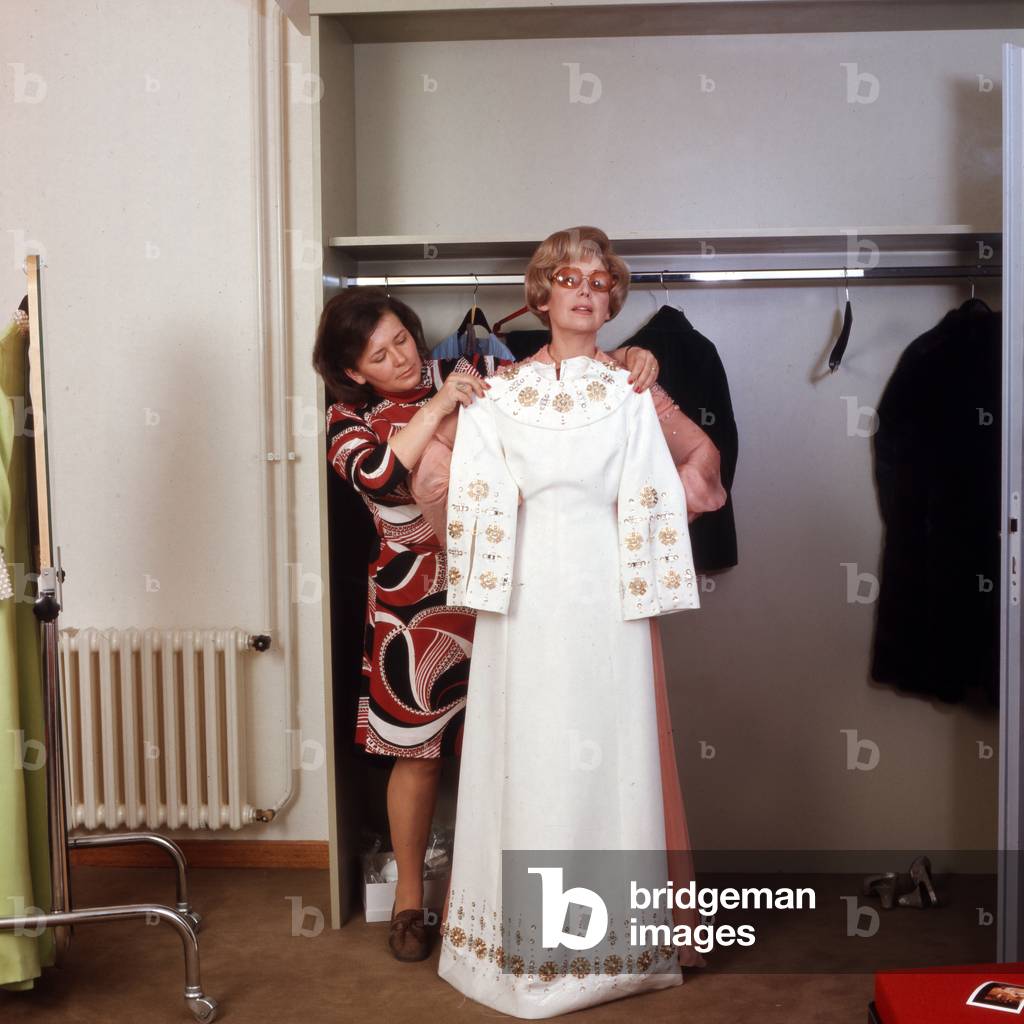 German opera singer at her tailor, Germany 1970s