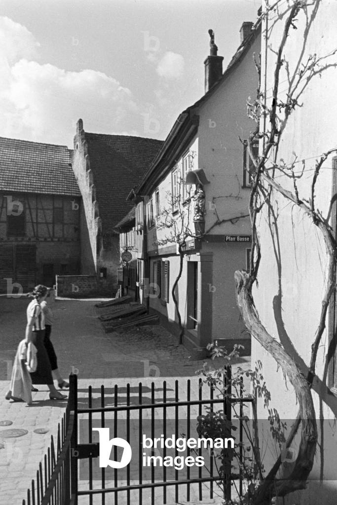 At Amorbach centre, Germany 1930s (b/w photo)