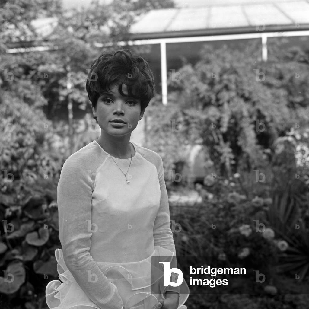 German actress Uschi Glas as a singer before the TV show 