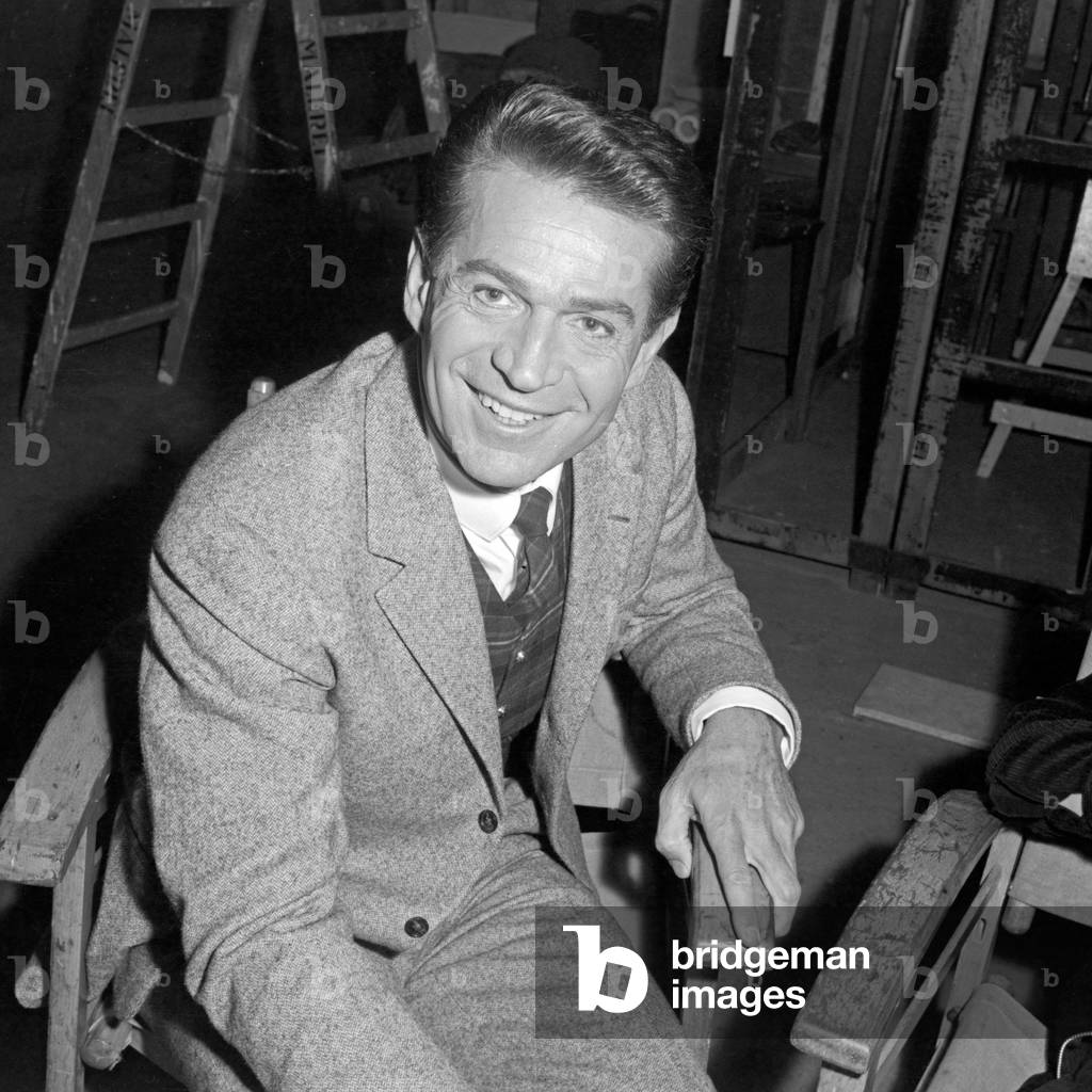 American actor George Nader in an interview at Hamburg, Germany 1960s