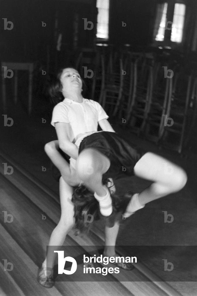 Girls at a circus artist's school, Germany 1930s (b/w photo)