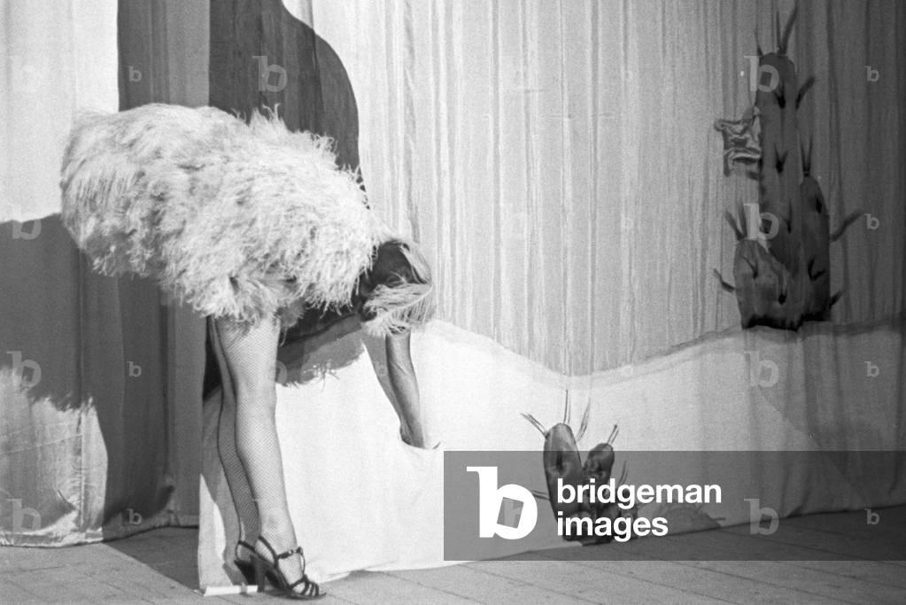 Performing artists during an evening show in Karlsbad, Germany 1930s (b/w photo)