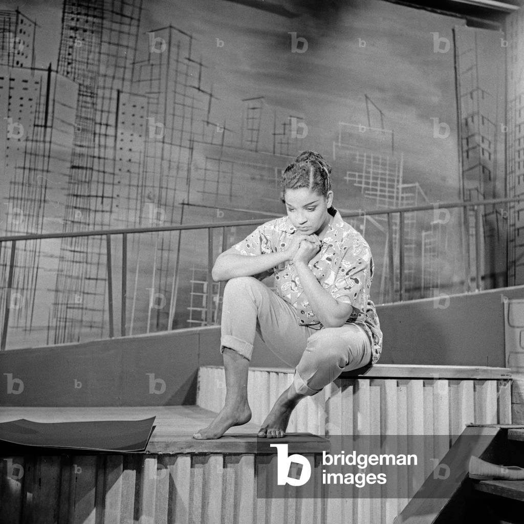 Caribbean jazz and Schlager singer Mona Baptiste at a rehearsal in Hamburg, Germany 1950s