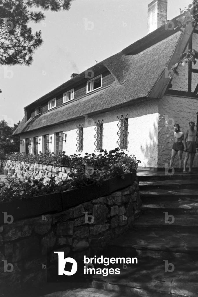 At the sports club house Bad Belzig, Germany 1930s (b/w photo)