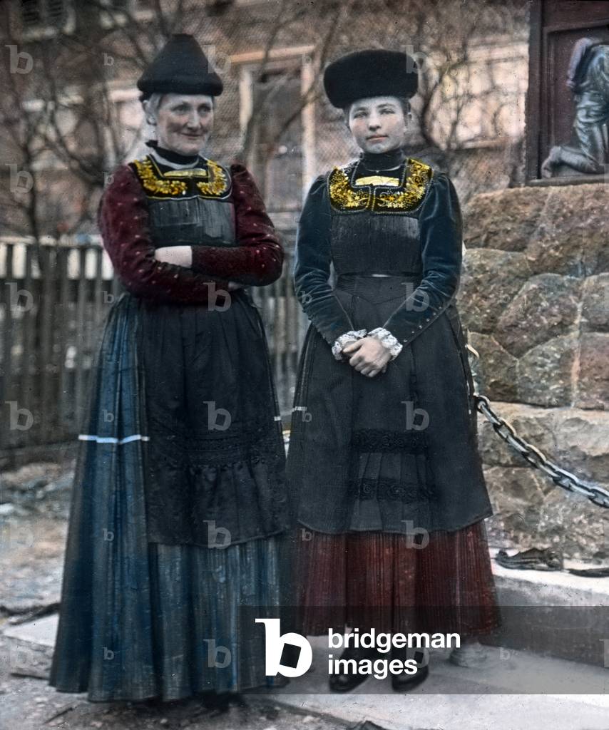 Mother and daughter in winter Wald array, Vorarlberg, Austria