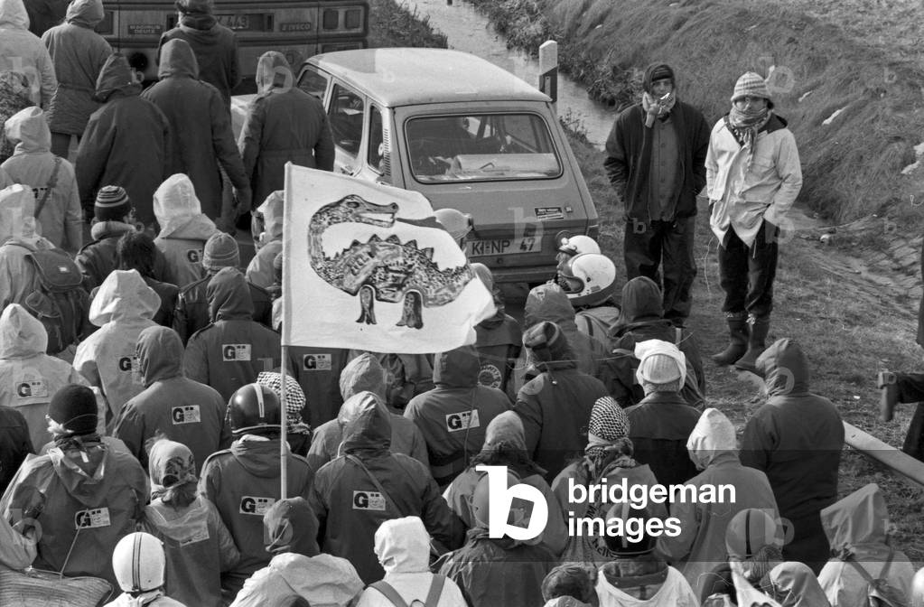 First protesters arriving at the area of Brokdorf nuclear plant, Germany 1980s