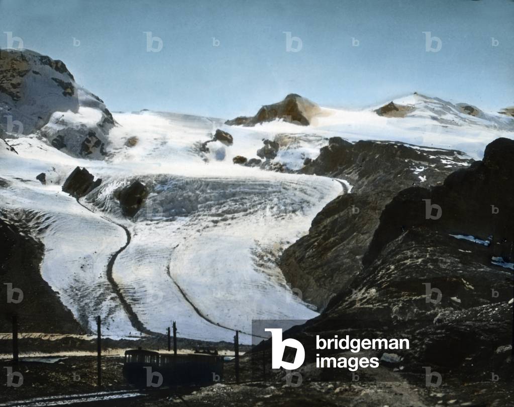 The Gornergrat line on its track through the Theodul pass, Switzerland 1930s