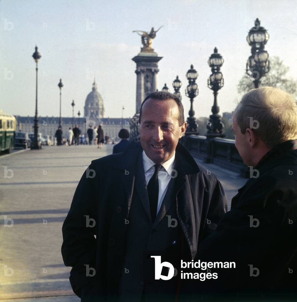 German French journalist and publisher Peter Scholl-Latour in front of the Dome des Invalides at Paris, France, ca