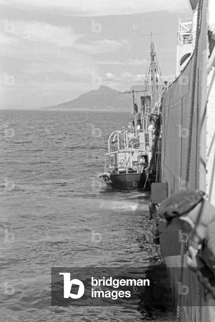 A whaling boat near mother ship 