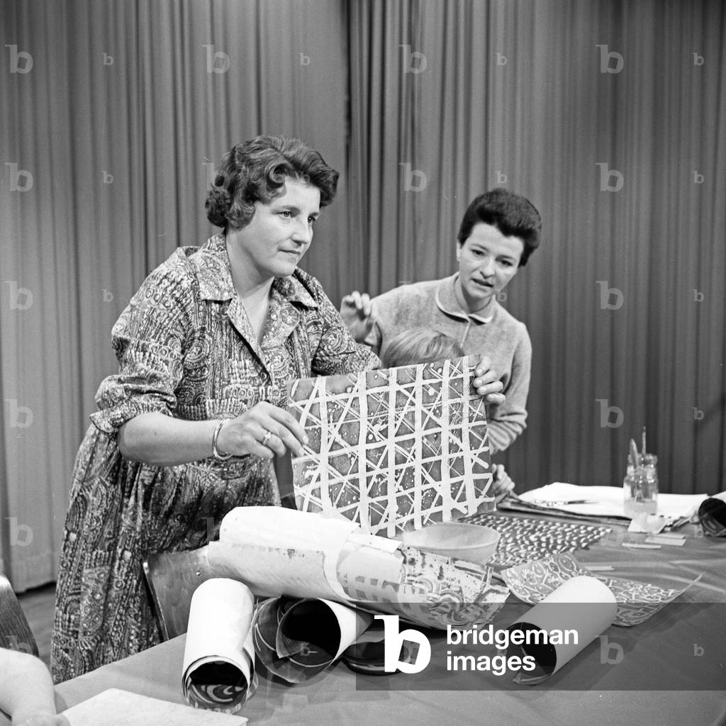 Children doing handicrafts with Irene Koss and Charlotte Piper, Germany 1960s