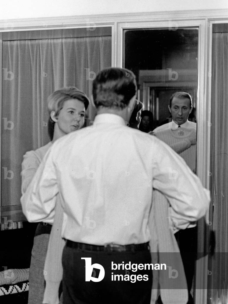 German news presenter Karl Heinz Koepcke at the tailor, Germany 1960s