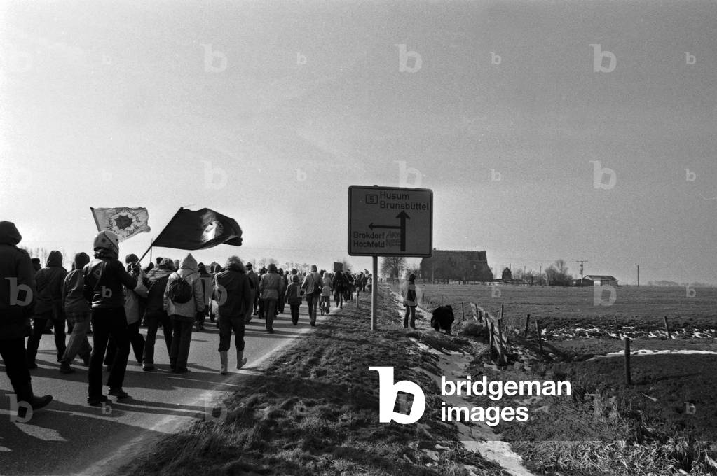 First protesters arriving at the area of Brokdorf nuclear plant, Germany 1980s