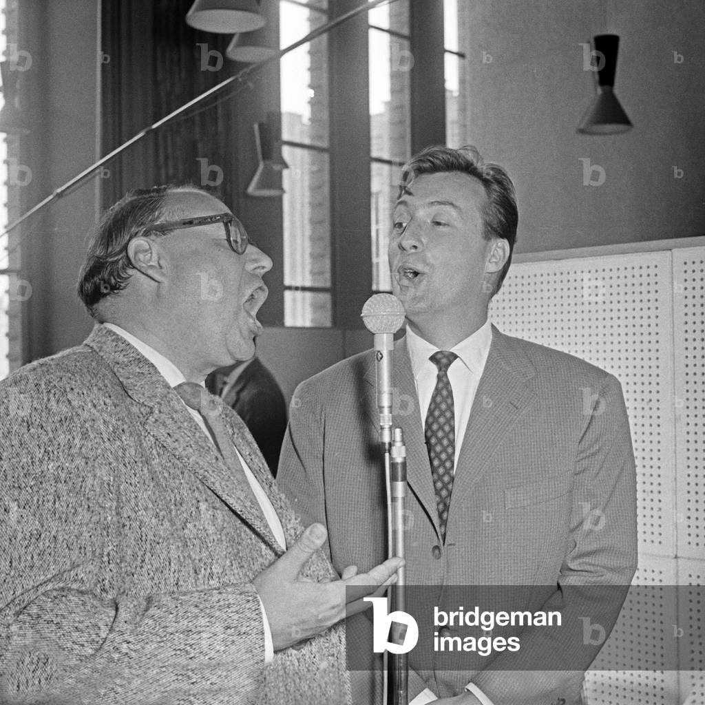German actors Heinz Erhardt and Peter Alexander recording the song 
