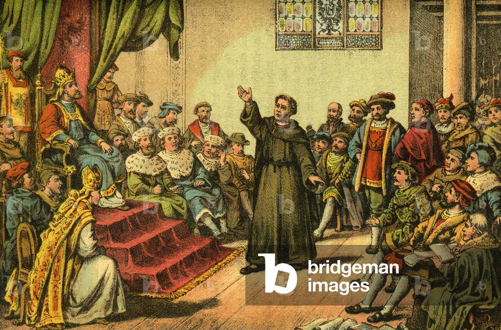 Luther on the Imperial Diet , Reichstag in Worms, coloured image (artist unknown), from : 