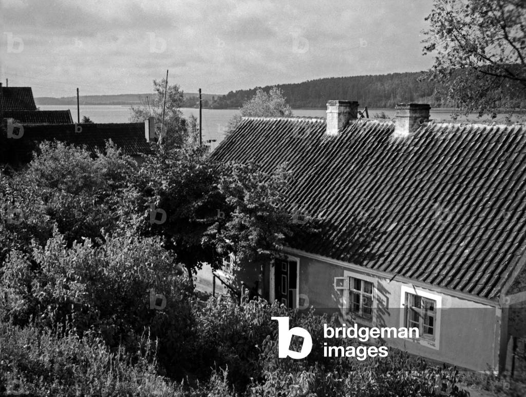 The village Nikolaiken in Masuria, East Prussia, 1930s (b/w photo)