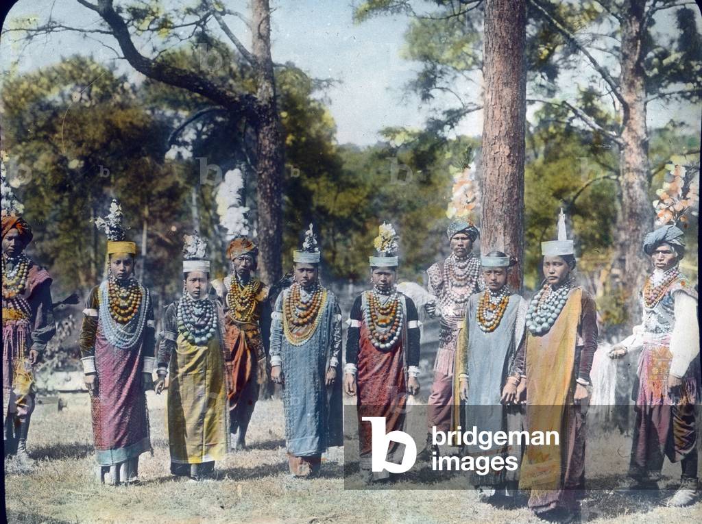 India, a group of traditional dancers, image date: circa 1910. Carl Simon Archive