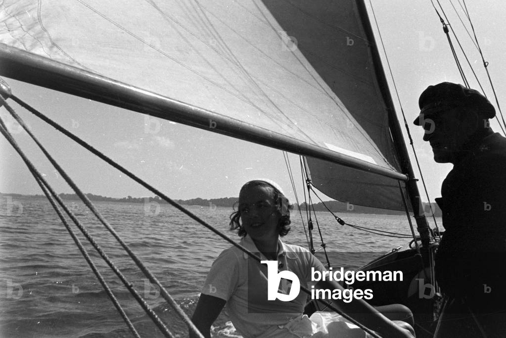 A summer day at the Baltic Sea, Germany 1930s (b/w photo)
