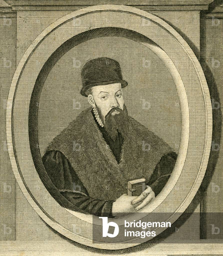 Jacob Bording (Jacobus Bordingus) (1511-1560), Flemish medical doctor,c.1700 (copperplate engraving)