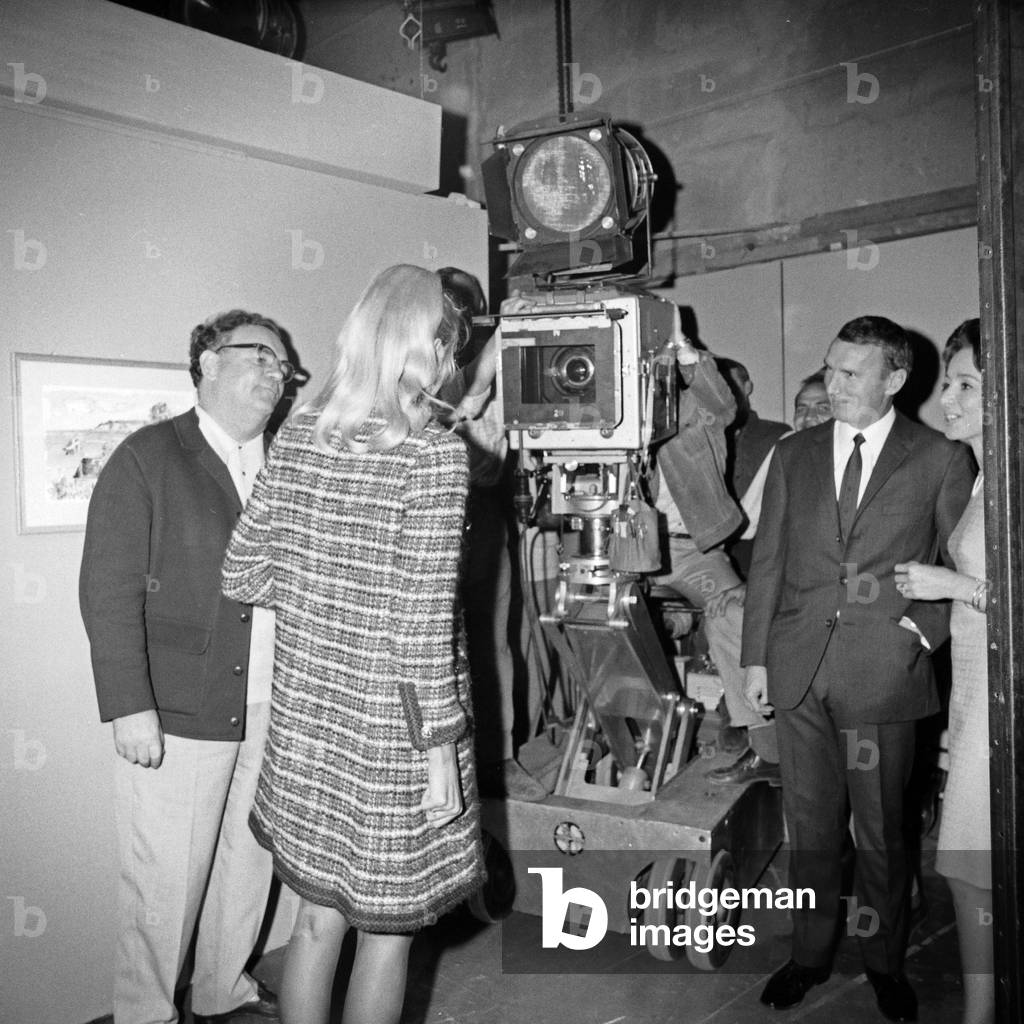 A movie crew and actors producing a TV Movie, Germany 1960s