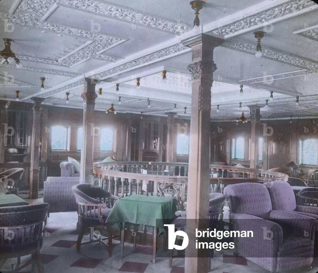 The maiden voyage of the Titanic - interior - luxury lounge. 10. April 1912. Carl Simon Archive