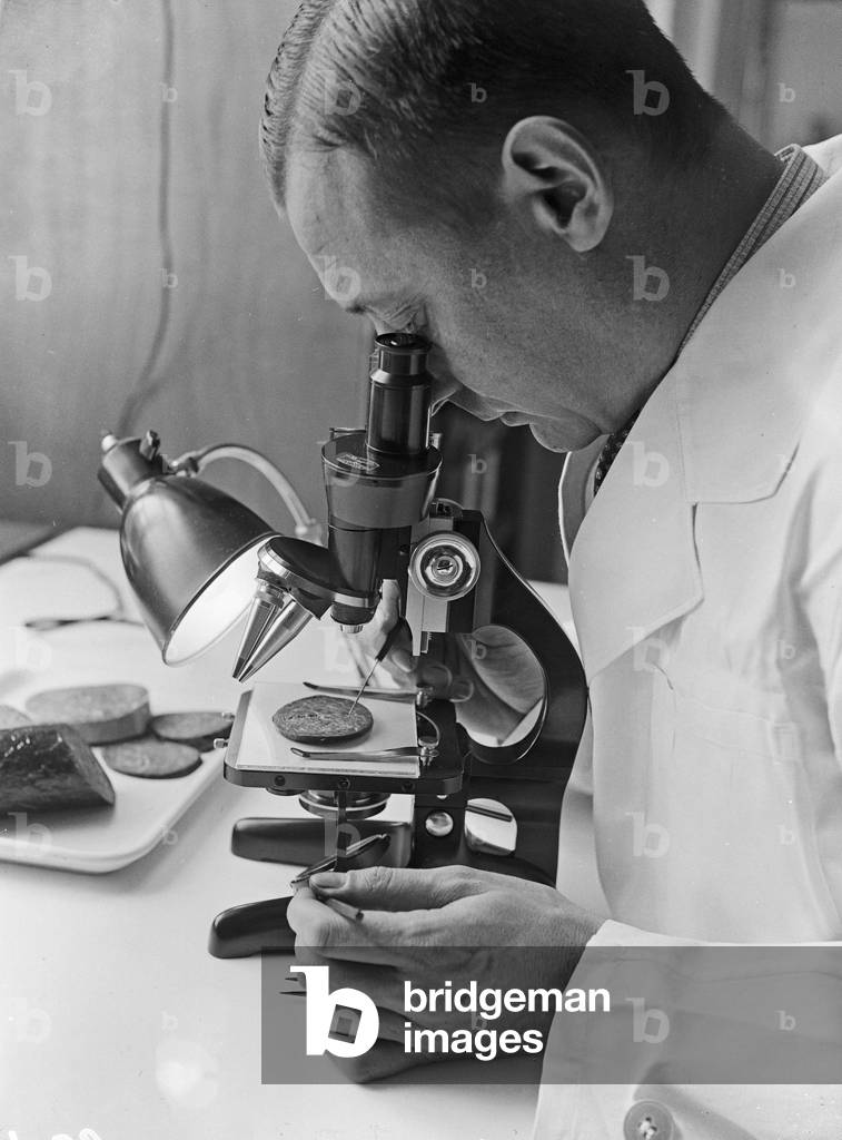 Staff members of research institute for meat processing, Germany 1930s (b/w photo)