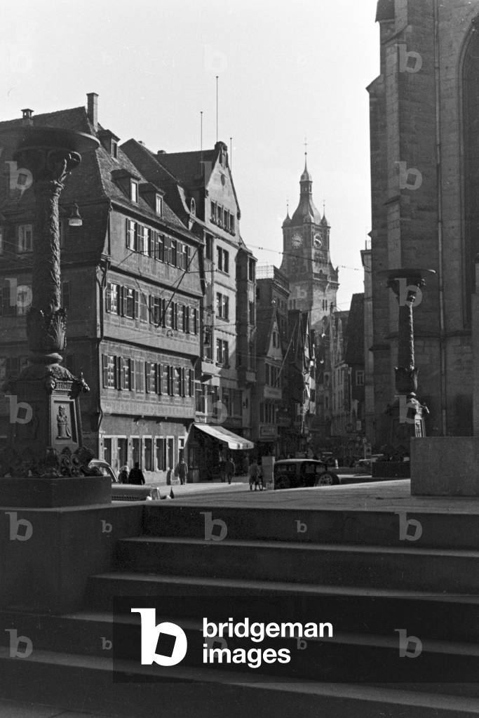 Business street at Stuttgart, Germany 1930s (b/w photo)