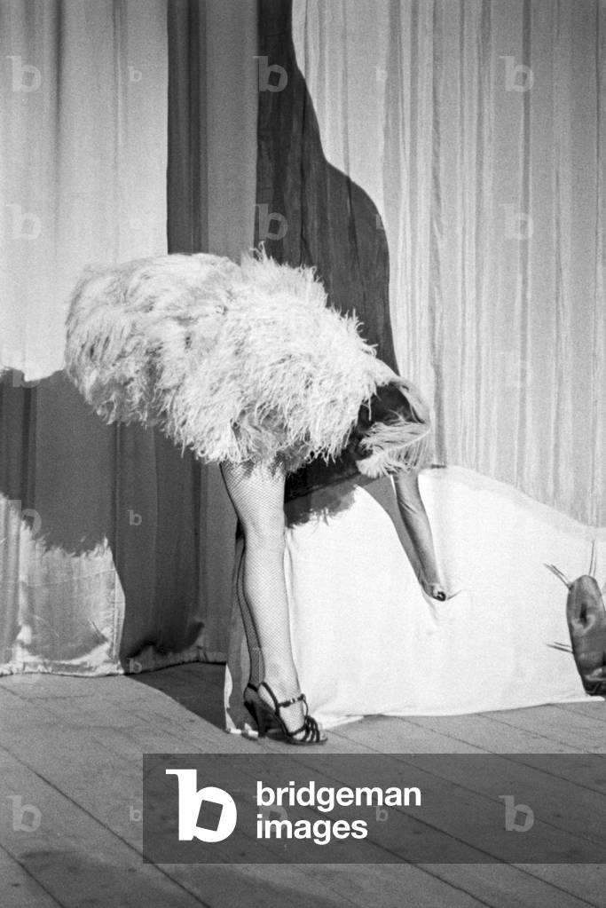 Performing artists during an evening show in Karlsbad, Germany 1930s (b/w photo)