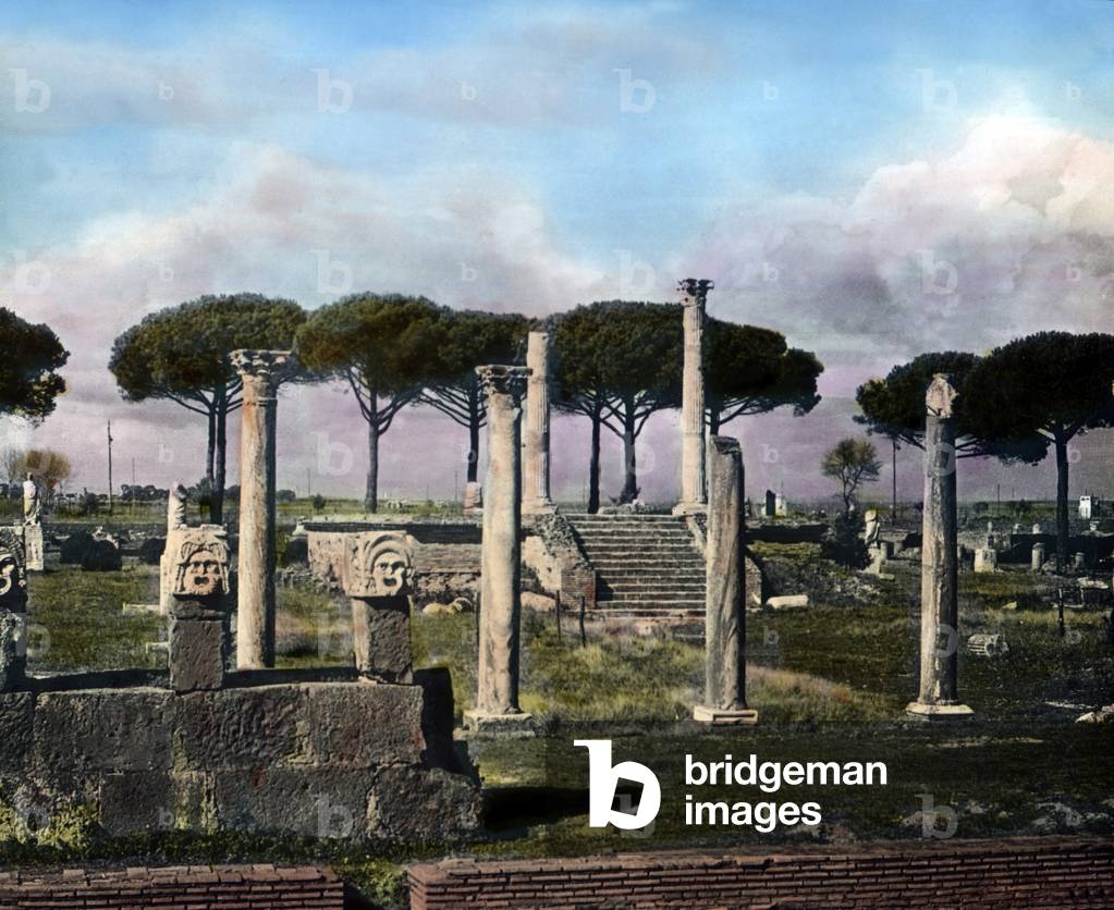At the antique harbor city of Ostia near Rome, Italy, 1920s