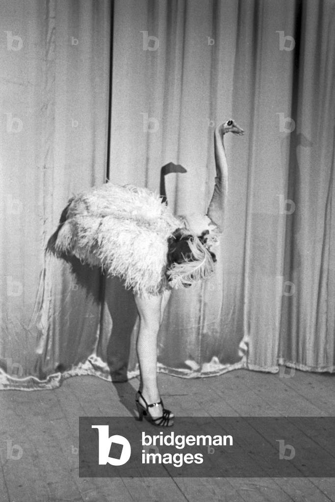 Performing artists during an evening show in Karlsbad, Germany 1930s (b/w photo)