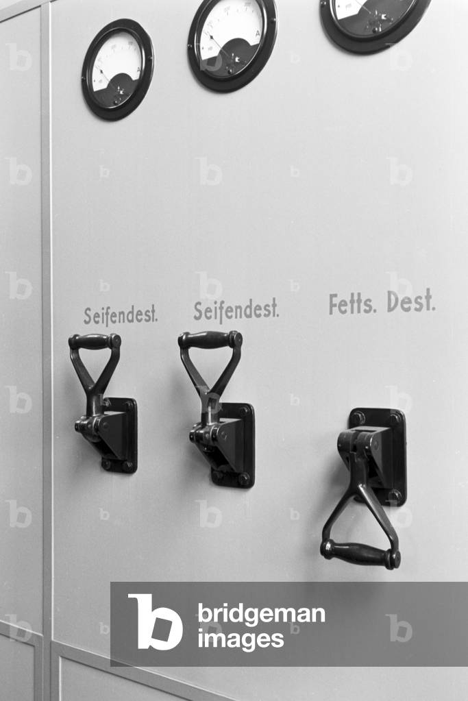 A guided tour through a factory of fatty acid in Witten, Germany 1930s (b/w photo)