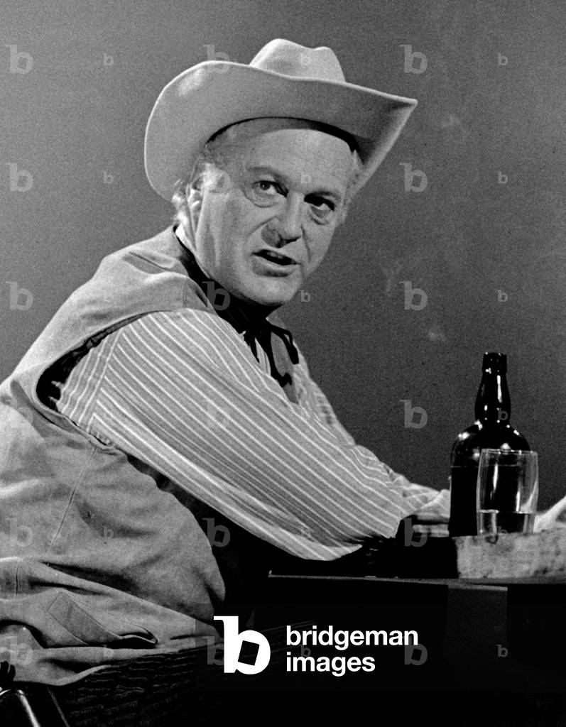 German actor Curd Juergens as a cowboy in a German TV portrait, Germany 1960s
