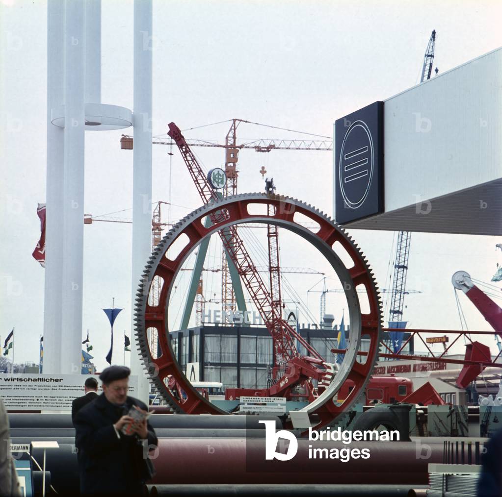 Giant gear wheel at the Hanover trade fair 1964