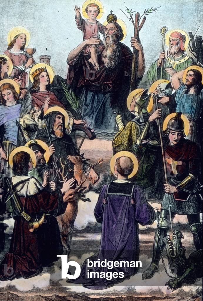 God surrounded by his saints