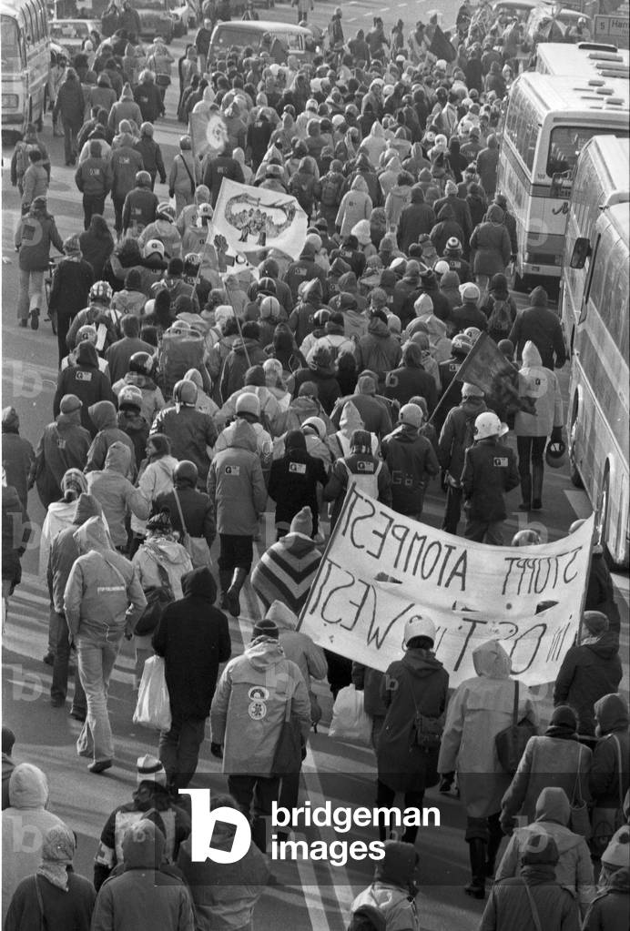 First protesters arriving at the area of Brokdorf nuclear plant, Germany 1980s