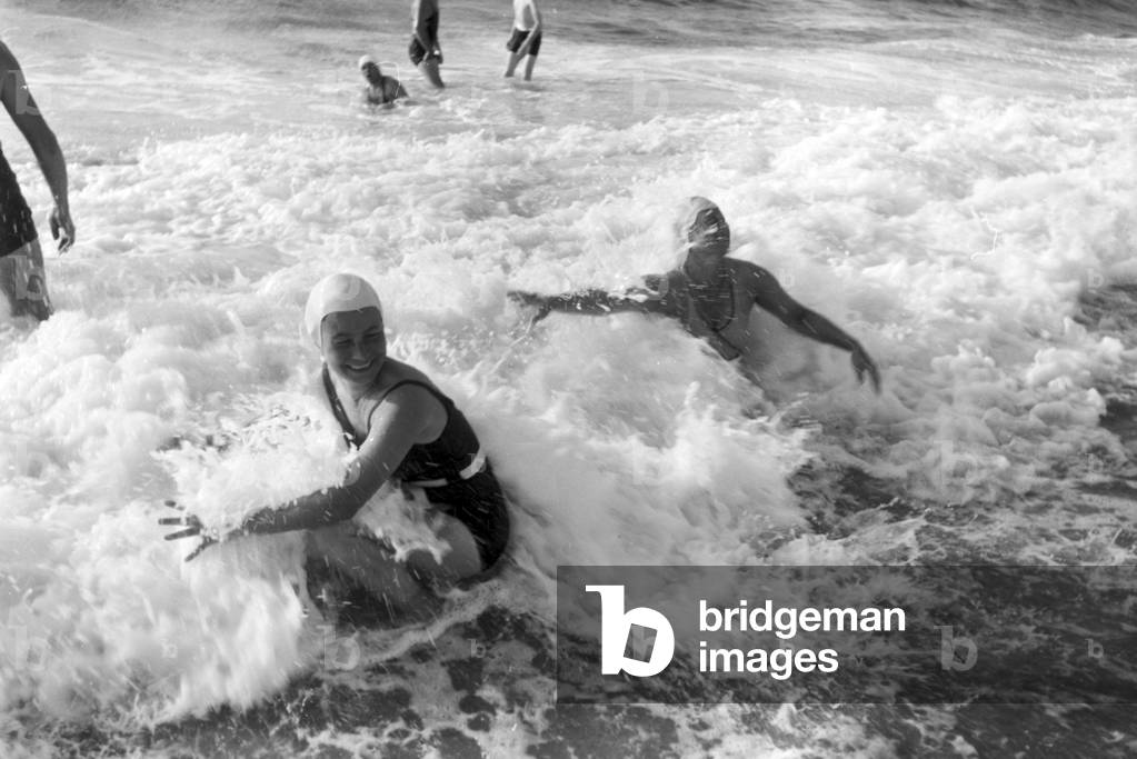 Vacations on Westerland, Germany 1930s (b/w photo)