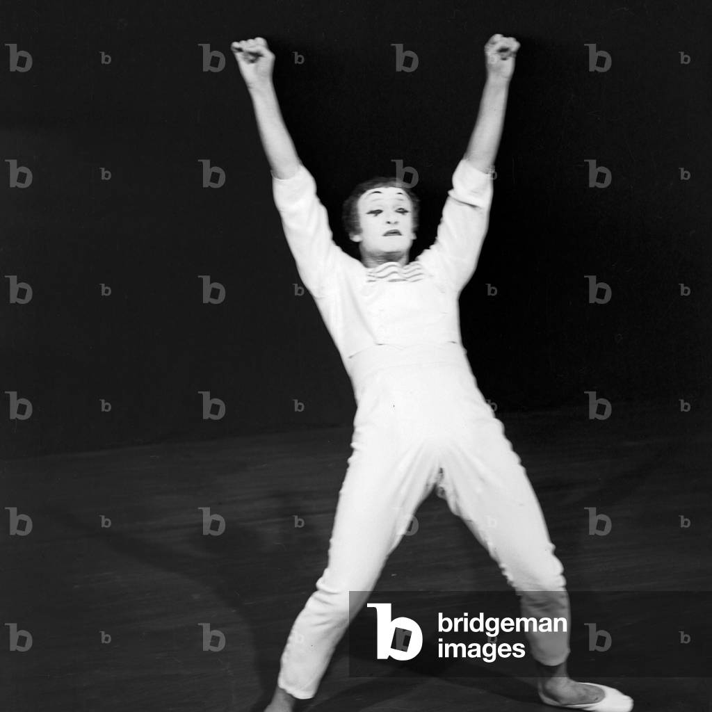 French pantomime Marcel Marceau performing in Hamburg, Germany 1960s