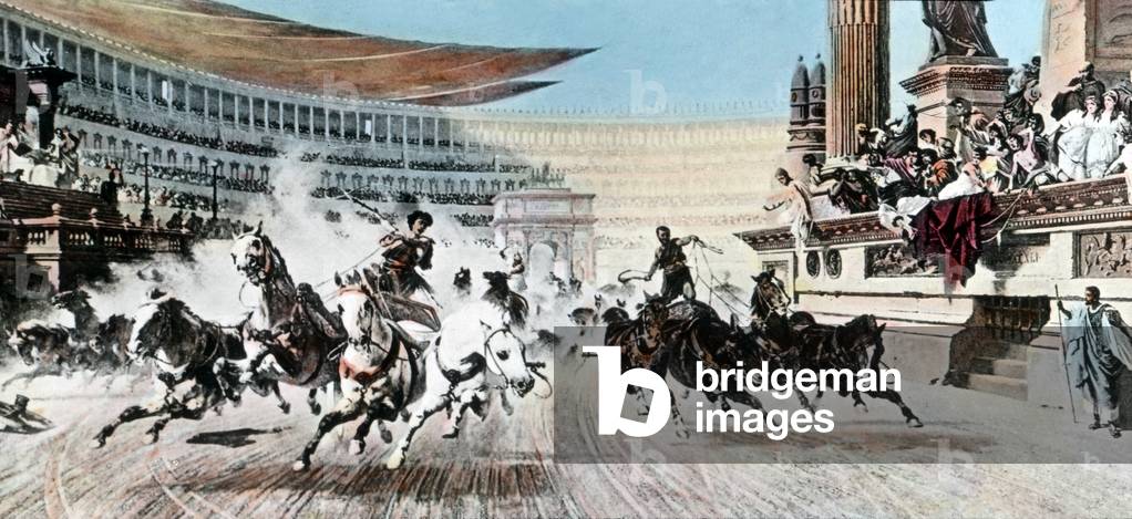 Race at the Circus Maximus in the days of emperor Nero at Rome, Italy