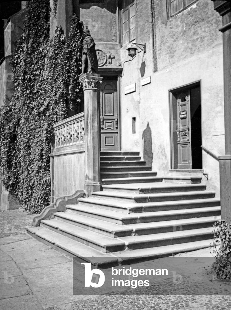 Stairway on the courtyard of the castle at Koenigsberg, East Prussia, 1930s (b/w photo)