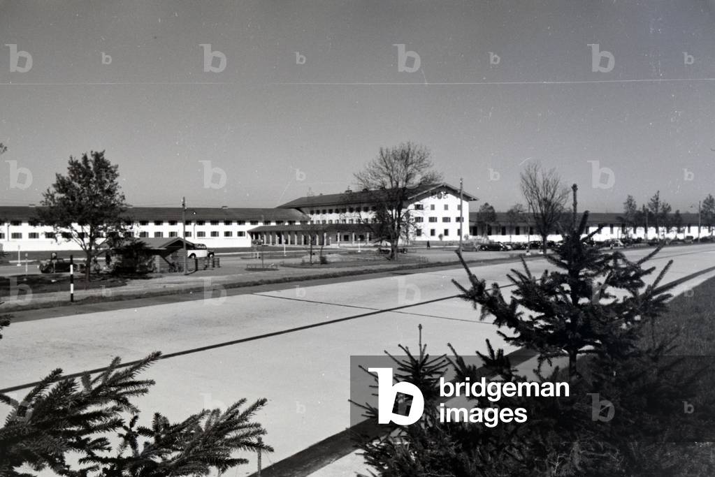 View of the city hall area at the Chiemsee, Germany 1930s (b/w photo)