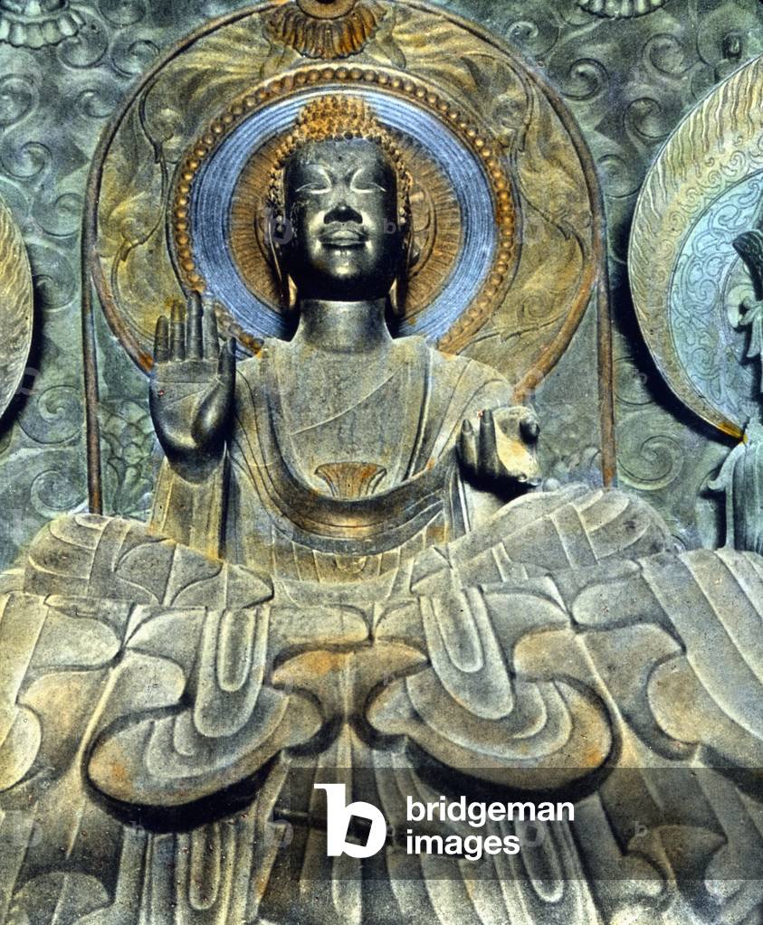 Japan, Shaka, Buddha statue, image date: circa 1920. Carl Simon Archive